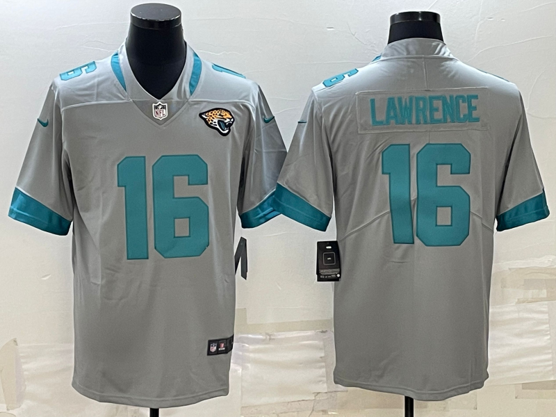 Men's Silver Jacksonville Jaguars #16 Trevor Lawrence Stitched Jersey